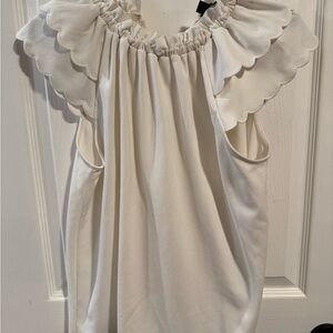 Ann Taylor Ivory Ruffled Top